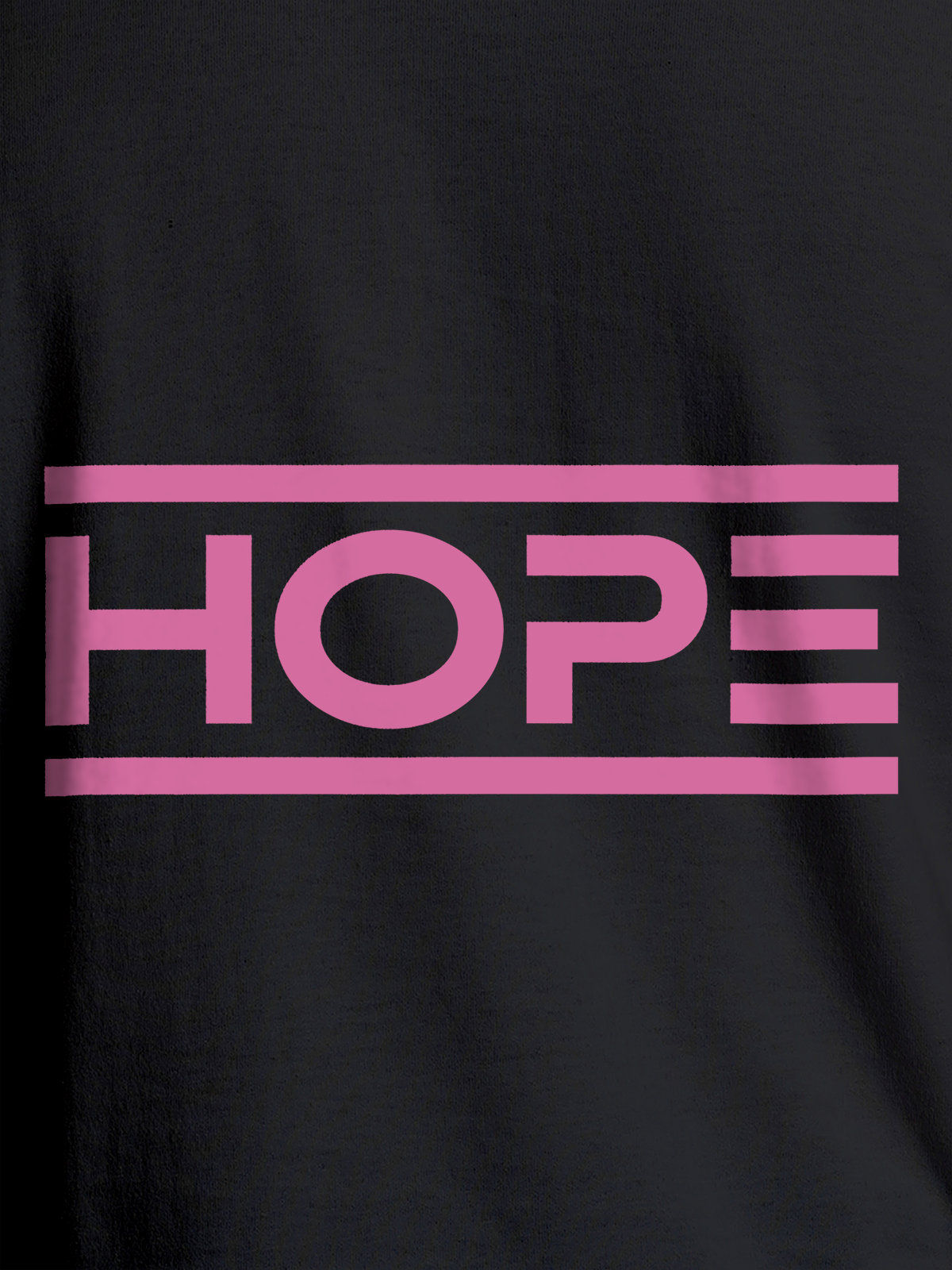 Close up of 'Hope' design on Men's Dark Grey Round Neck T-shirt, highlighting intricate details and vibrant print.