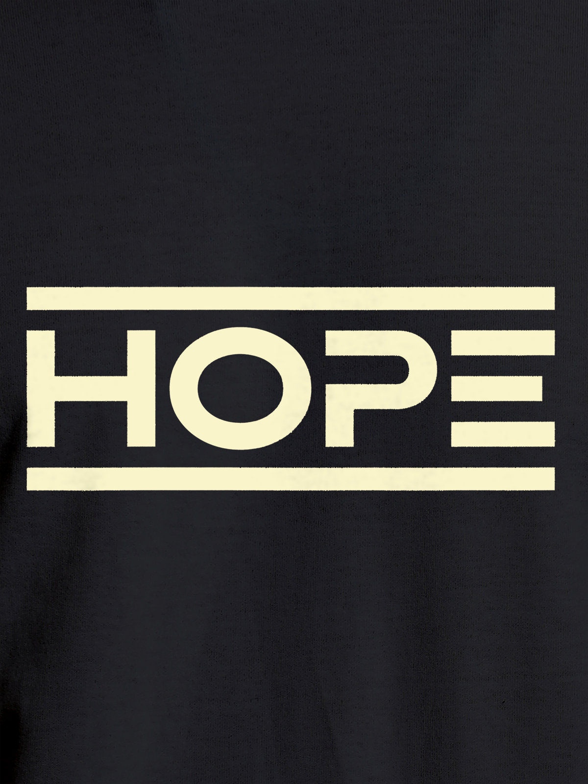 Close up of 'Hope' design on Women's Dark Grey Round Neck T-shirt, highlighting intricate details and vibrant print.