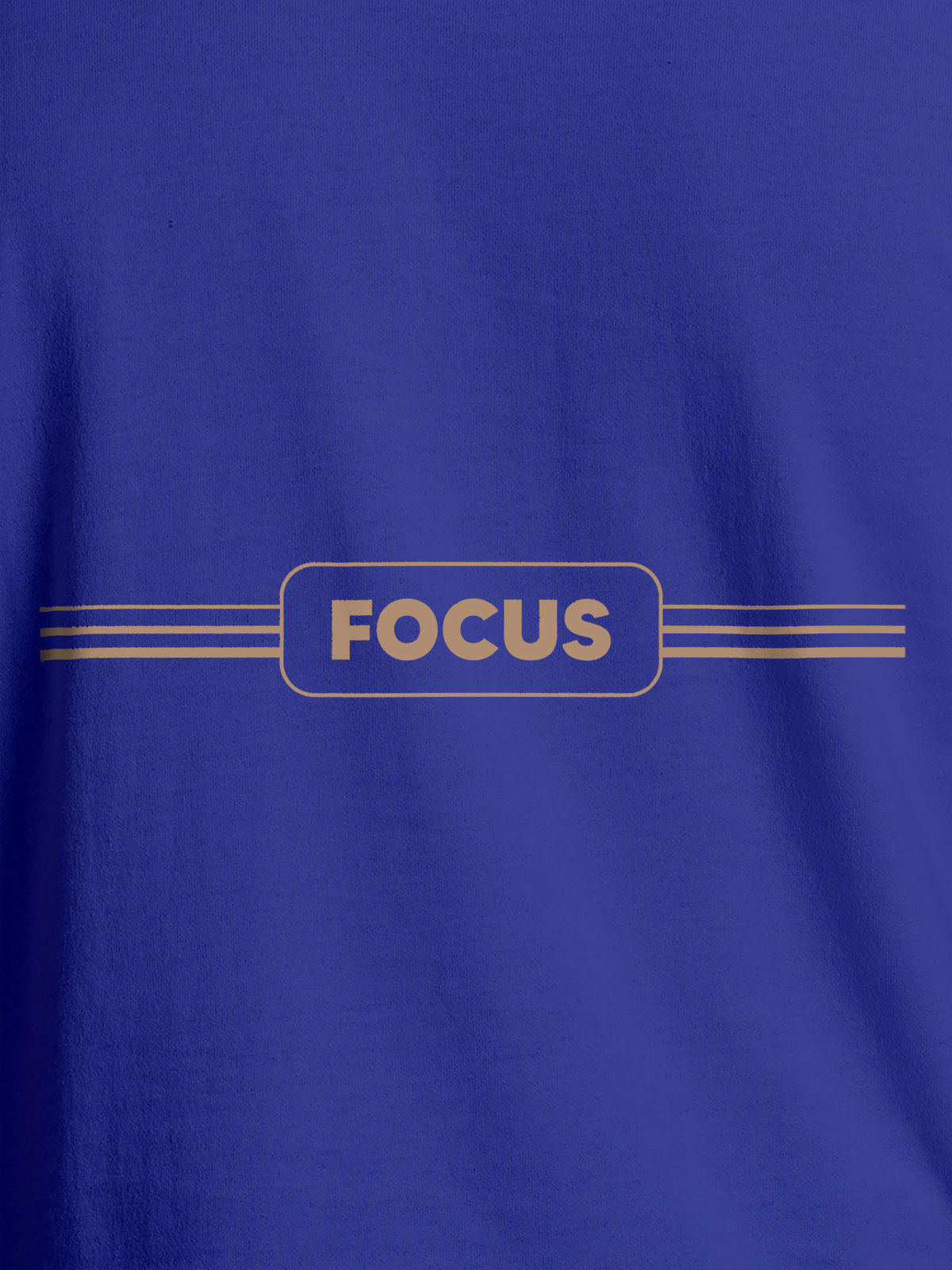 Close up of 'Focus' design on Women's Blue Round Neck T-shirt, highlighting intricate details and vibrant print.