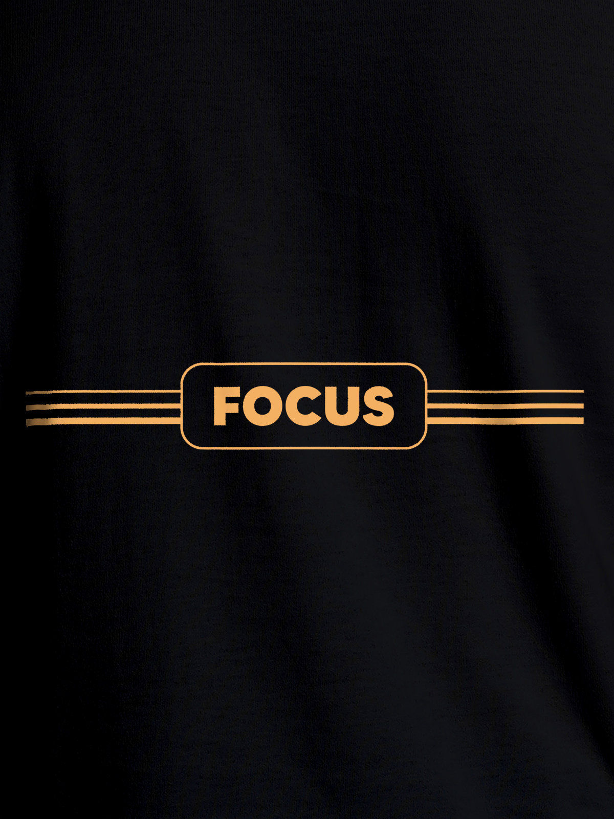 Close up of 'Focus' design on Women's Black Round Neck T-shirt, highlighting intricate details and vibrant print.