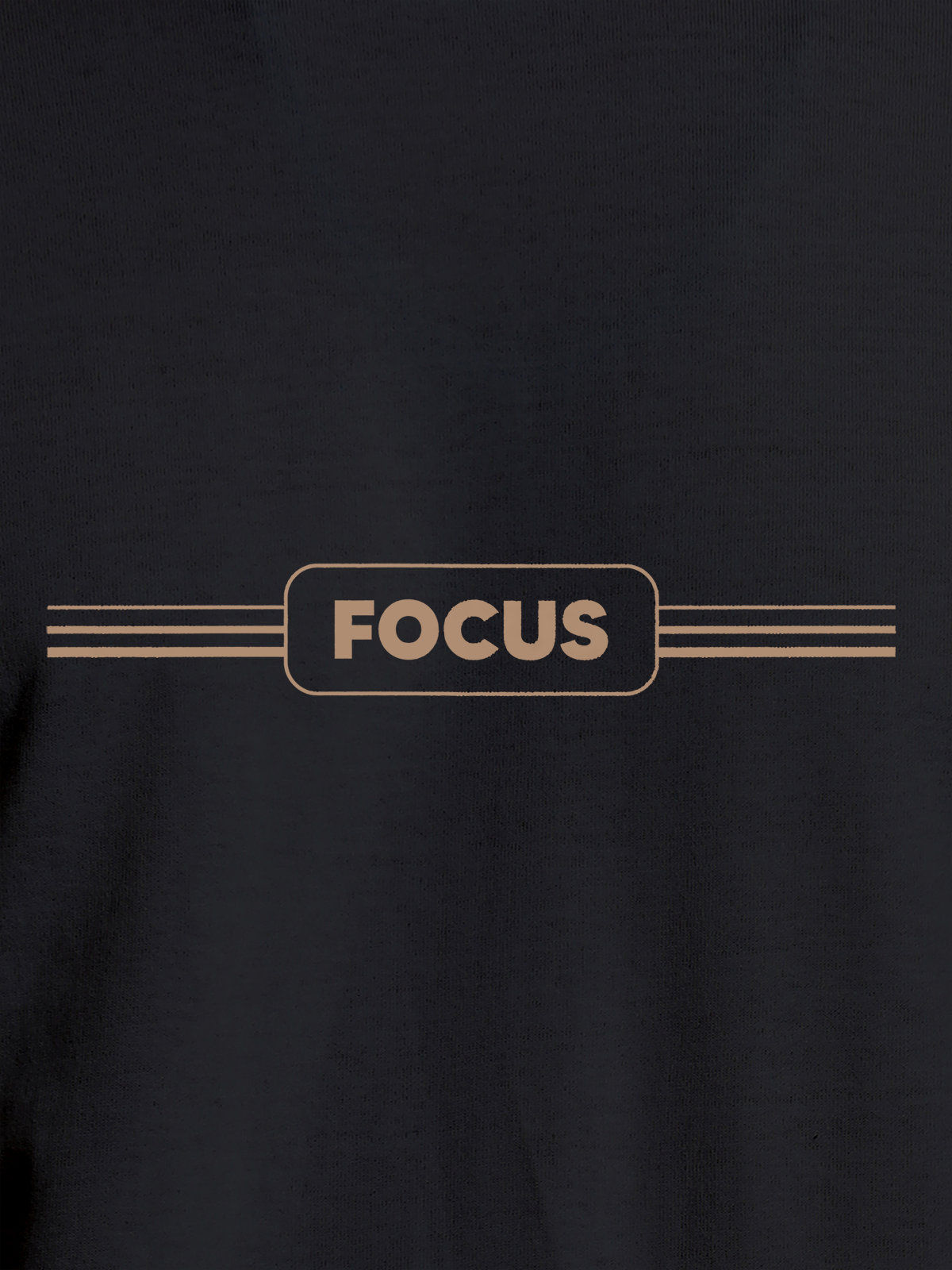 Close up of 'Focus' design on Men's Dark Grey Round Neck T-shirt, highlighting intricate details and vibrant print.