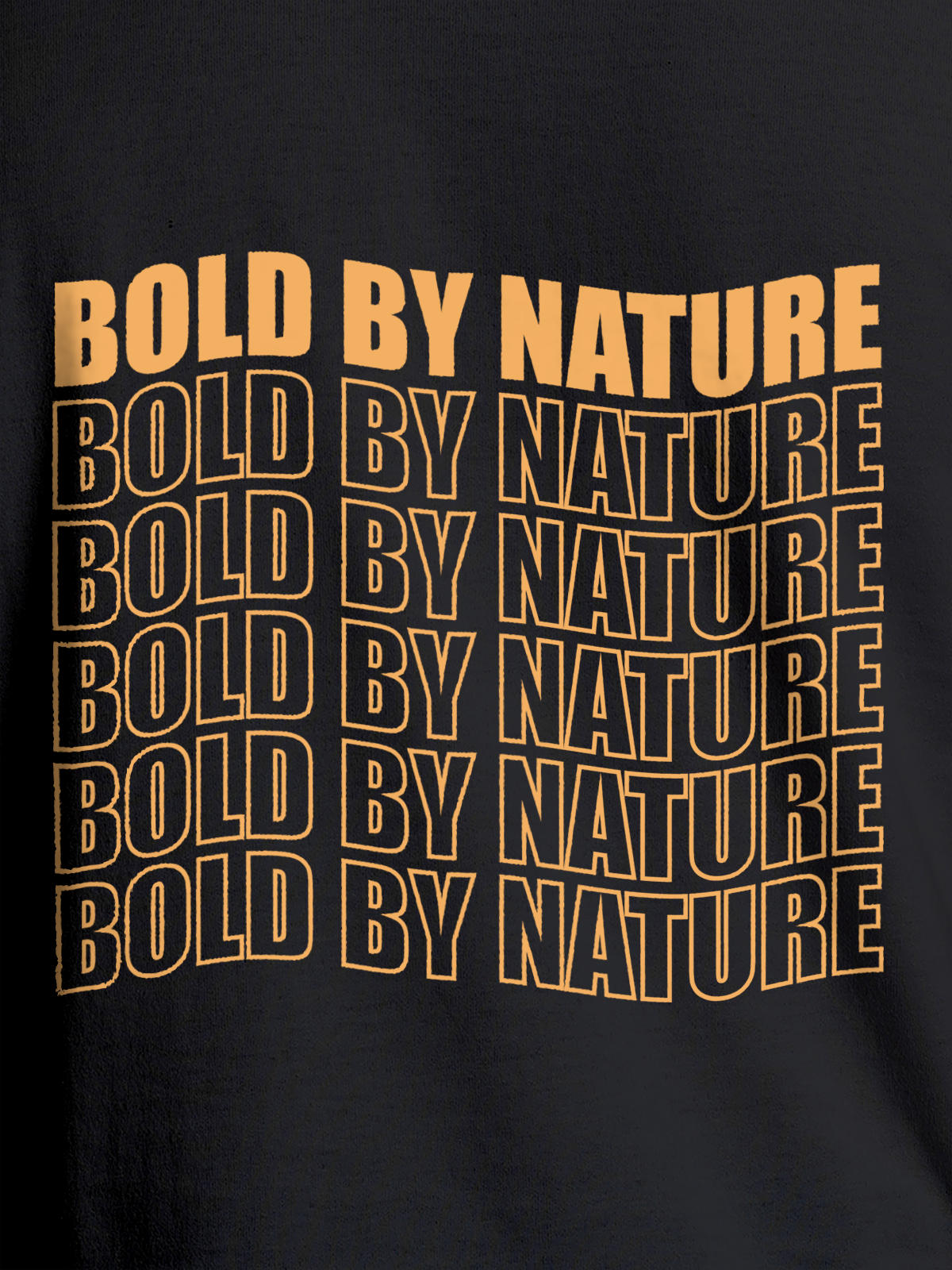 Close up of 'Bold By Nature' design on Men's Dark Grey Round Neck T-shirt, highlighting intricate details and vibrant print.