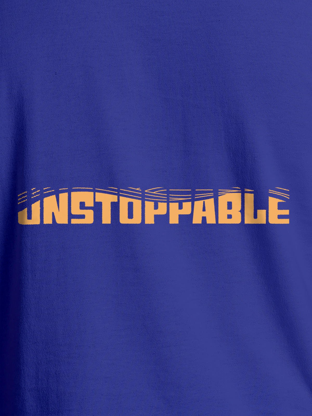 Close up of 'Unstoppable' design on Women's Blue Round Neck T-shirt, highlighting intricate details and vibrant print.