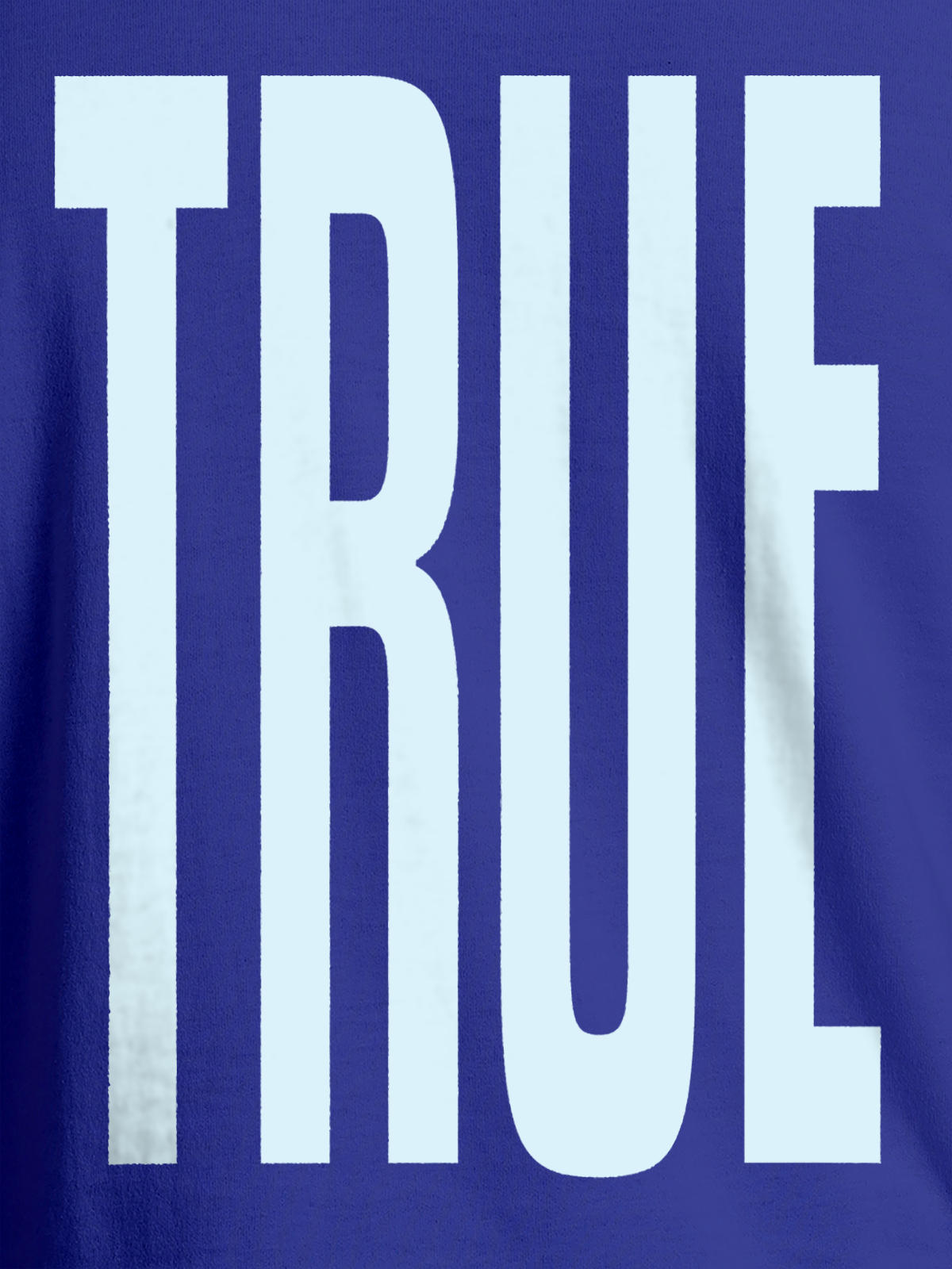 Close up of 'Truth' design on Men's Blue Round Neck T-shirt, highlighting intricate details and vibrant print.