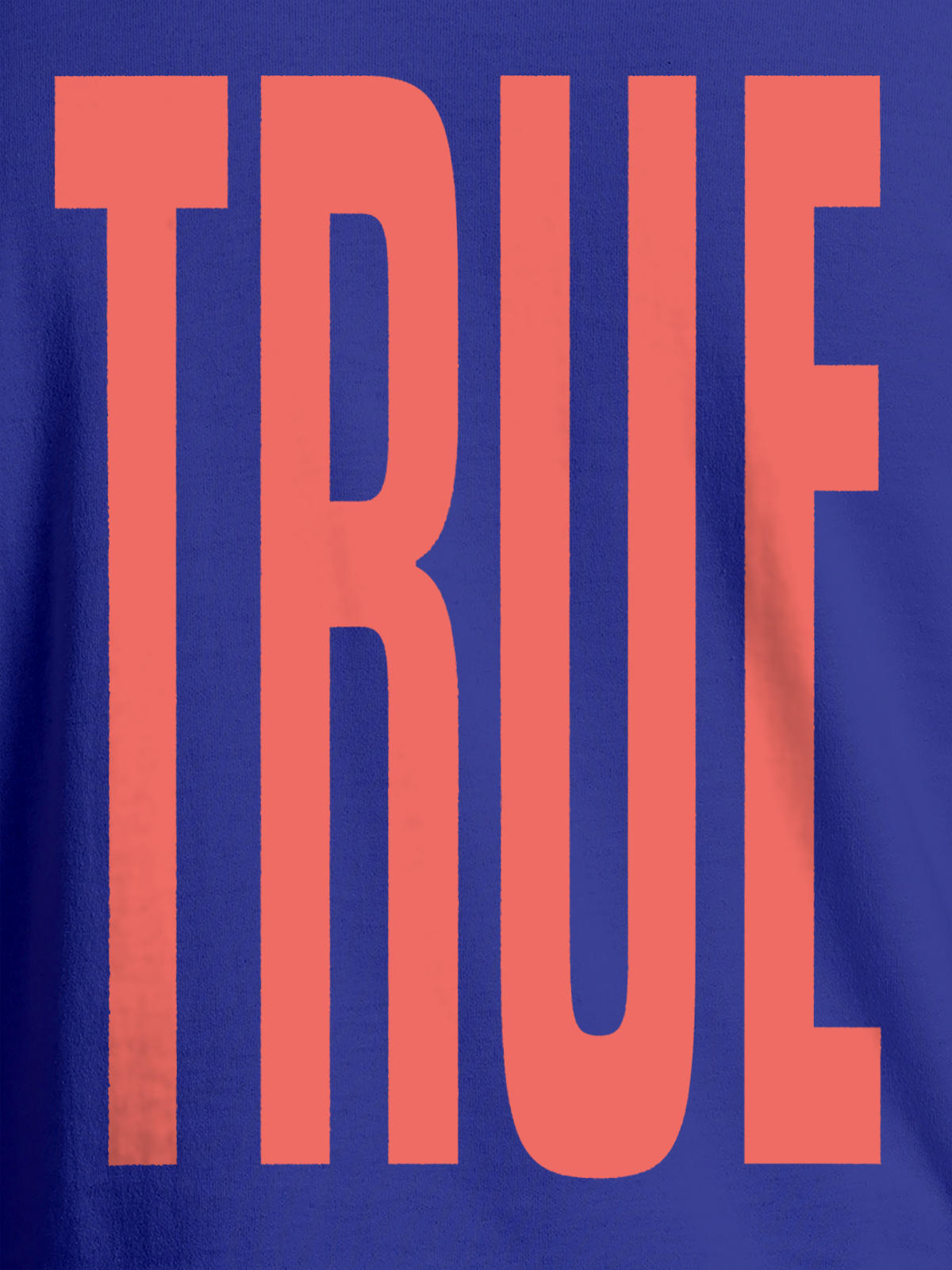 Close up of 'Truth' design on Men's Blue Round Neck T-shirt, highlighting intricate details and vibrant print.