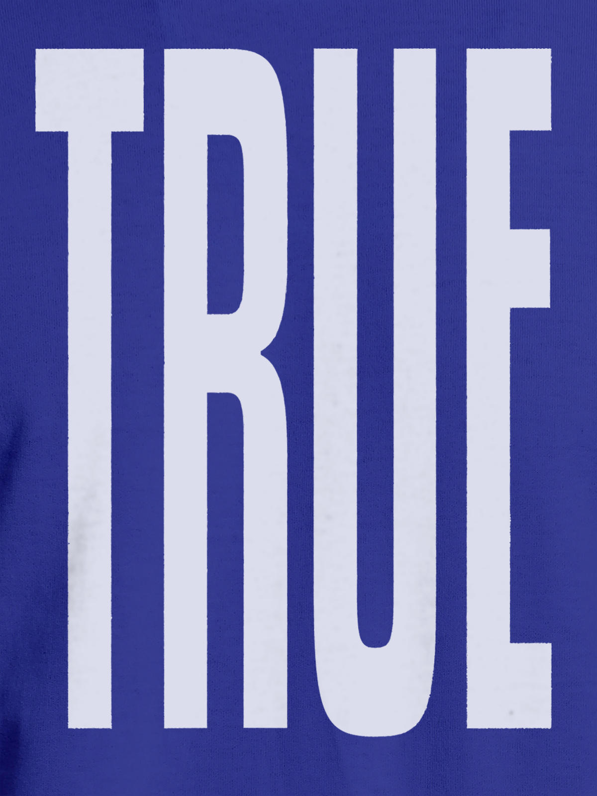 Close up of 'Truth' design on Women's Blue Round Neck T-shirt, highlighting intricate details and vibrant print.