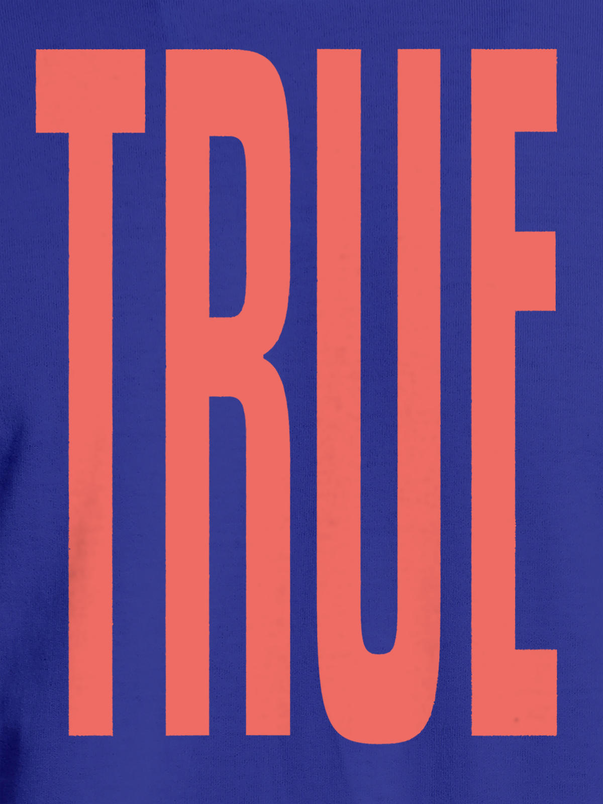 Close up of 'Truth' design on Women's Blue Round Neck T-shirt, highlighting intricate details and vibrant print.
