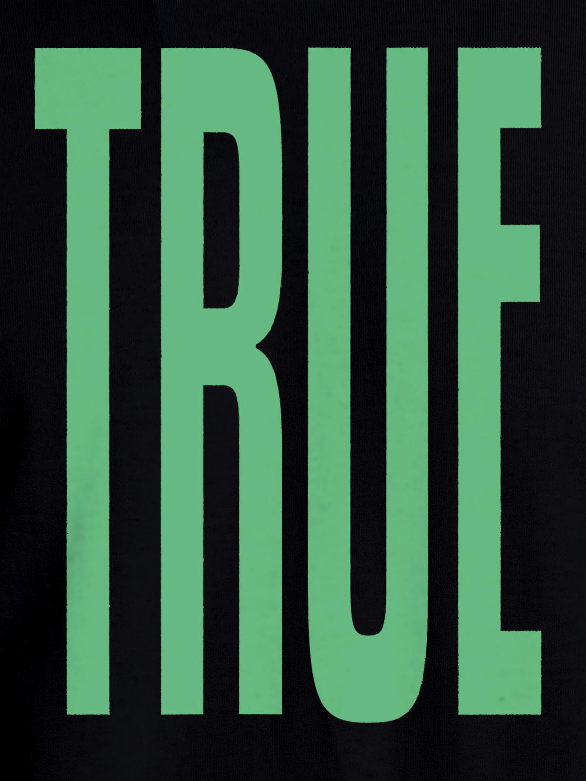 Close up of 'Truth' design on Women's Black Round Neck T-shirt, highlighting intricate details and vibrant print.