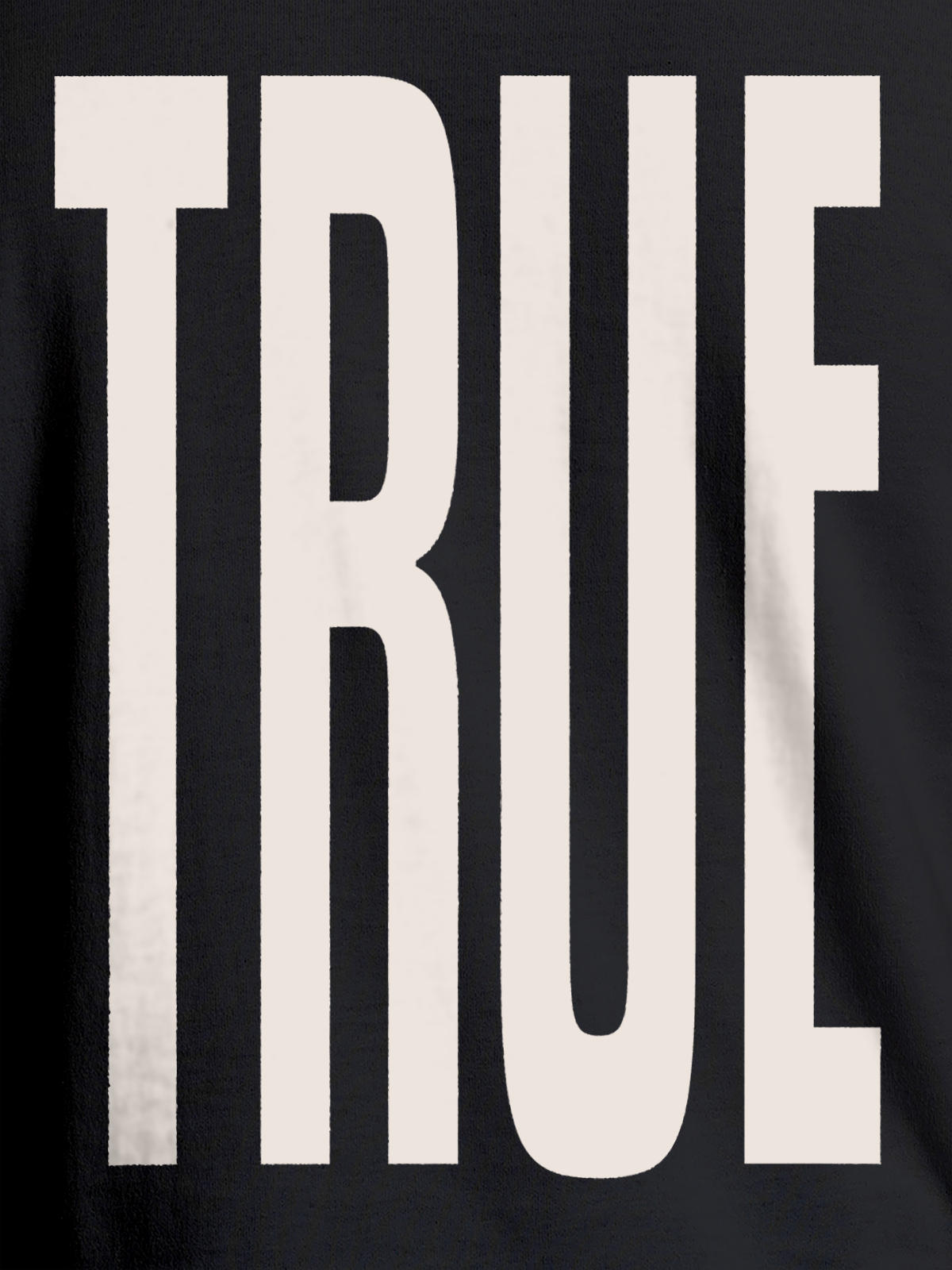 Close up of 'Truth' design on Men's Dark Grey Round Neck T-shirt, highlighting intricate details and vibrant print.