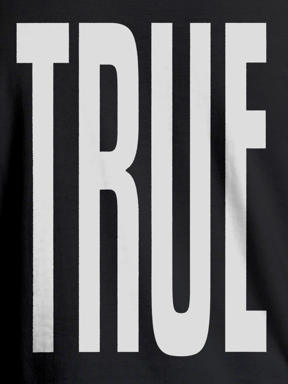 Close up of 'Truth' design on Men's Dark Grey Round Neck T-shirt, highlighting intricate details and vibrant print.