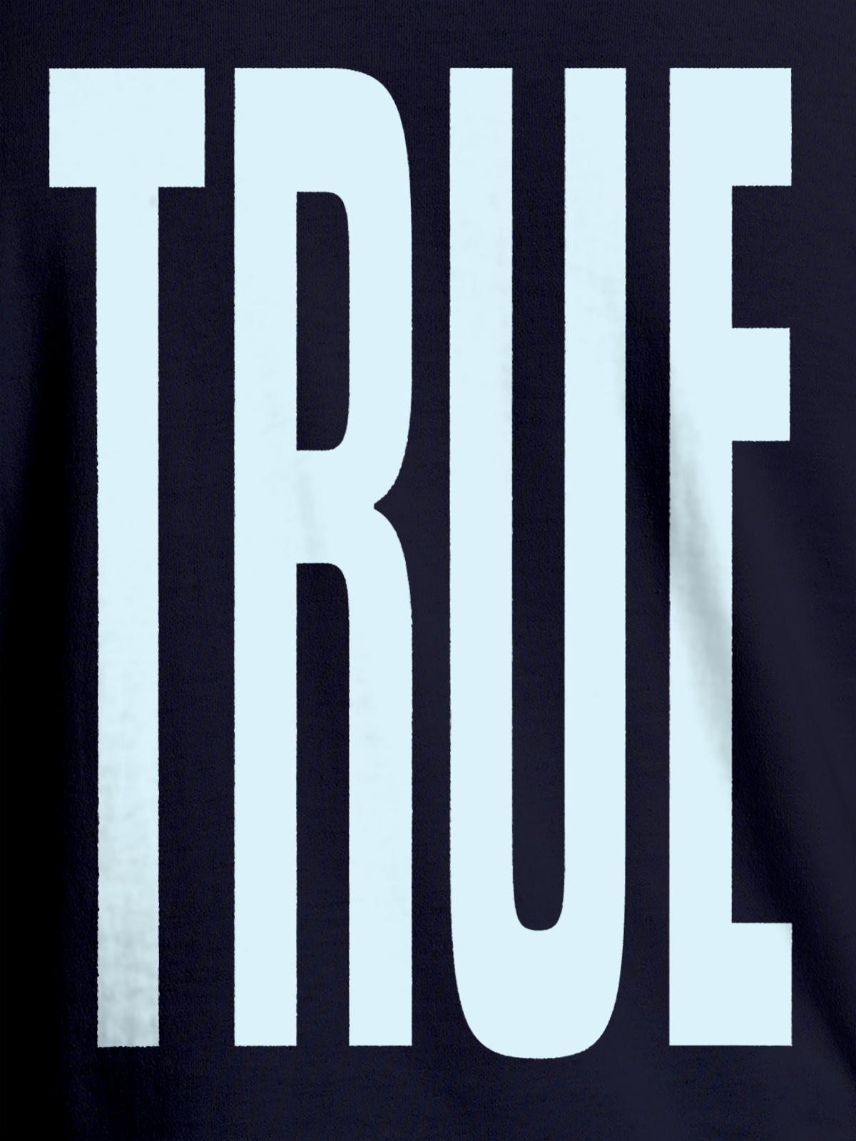 Close up of 'Truth' design on Men's Navy Blue Round Neck T-shirt, highlighting intricate details and vibrant print.