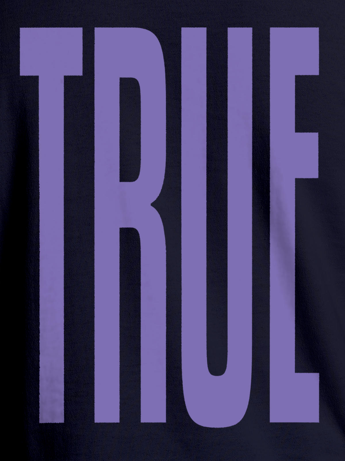 Close up of 'Truth' design on Men's Navy Blue Round Neck T-shirt, highlighting intricate details and vibrant print.