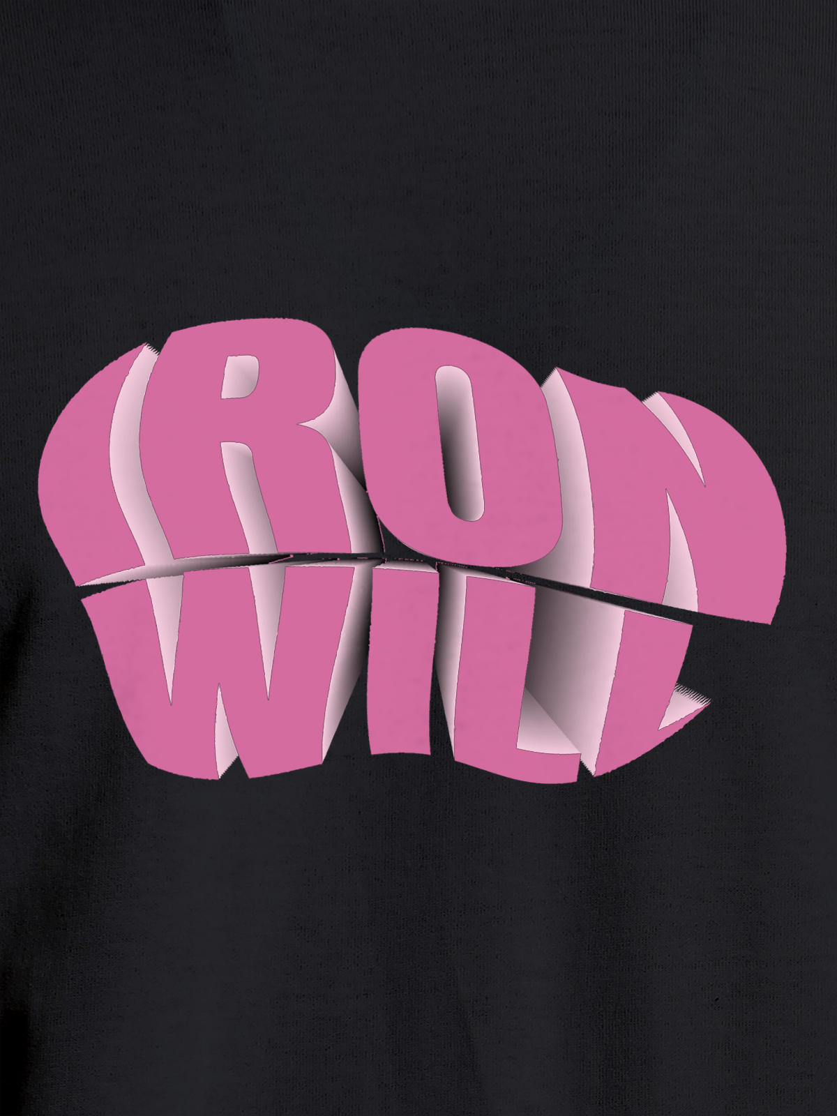 Close up of 'Iron Will' design on Men's Dark Grey Round Neck T-shirt, highlighting intricate details and vibrant print.