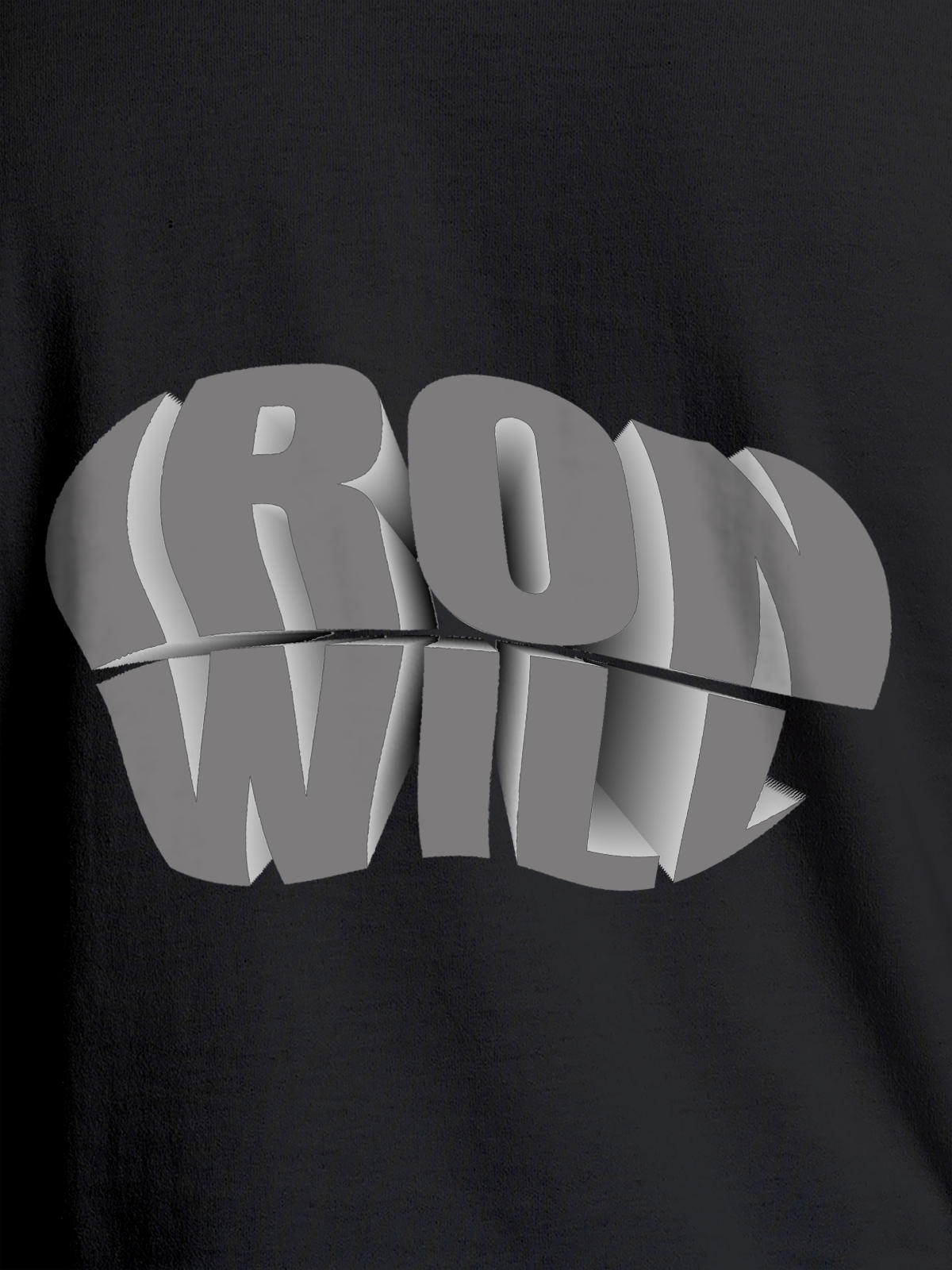 Close up of 'Iron Will' design on Women's Dark Grey Round Neck T-shirt, highlighting intricate details and vibrant print.