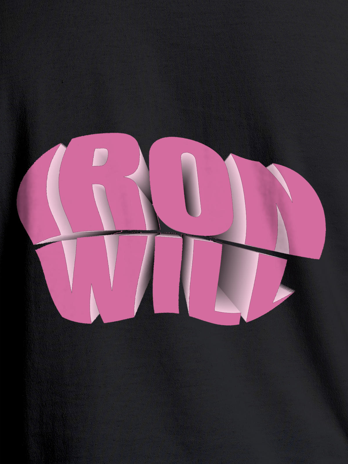 Close up of 'Iron Will' design on Women's Dark Grey Round Neck T-shirt, highlighting intricate details and vibrant print.