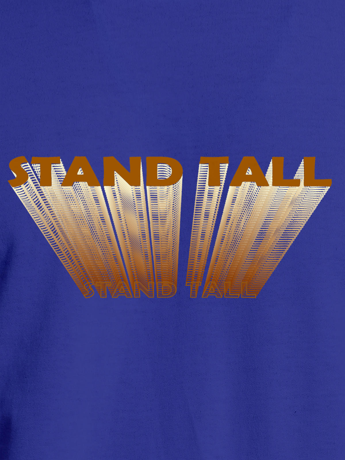 Close up of 'Stand Tall' design on Women's Blue Round Neck T-shirt, highlighting intricate details and vibrant print.