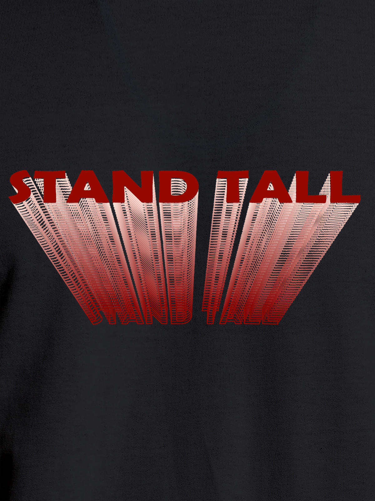 Close up of 'Stand Tall' design on Women's Dark Grey Round Neck T-shirt, highlighting intricate details and vibrant print.