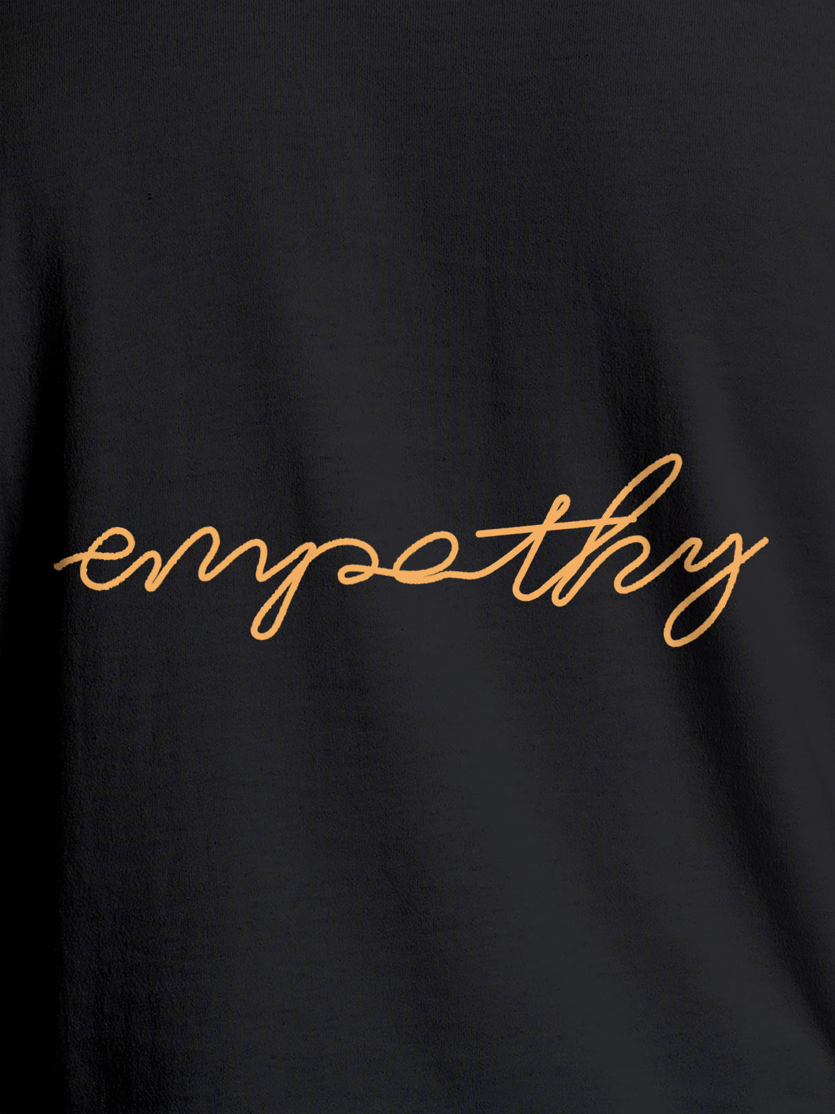 Close up of 'Empathy' design on Women's Dark Grey Round Neck T-shirt, highlighting intricate details and vibrant print.