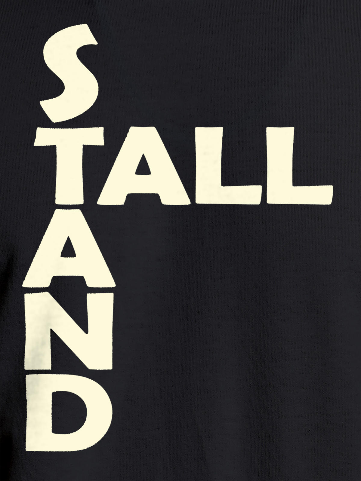 Close up of 'Stand Tall' design on Women's Dark Grey Round Neck T-shirt, highlighting intricate details and vibrant print.
