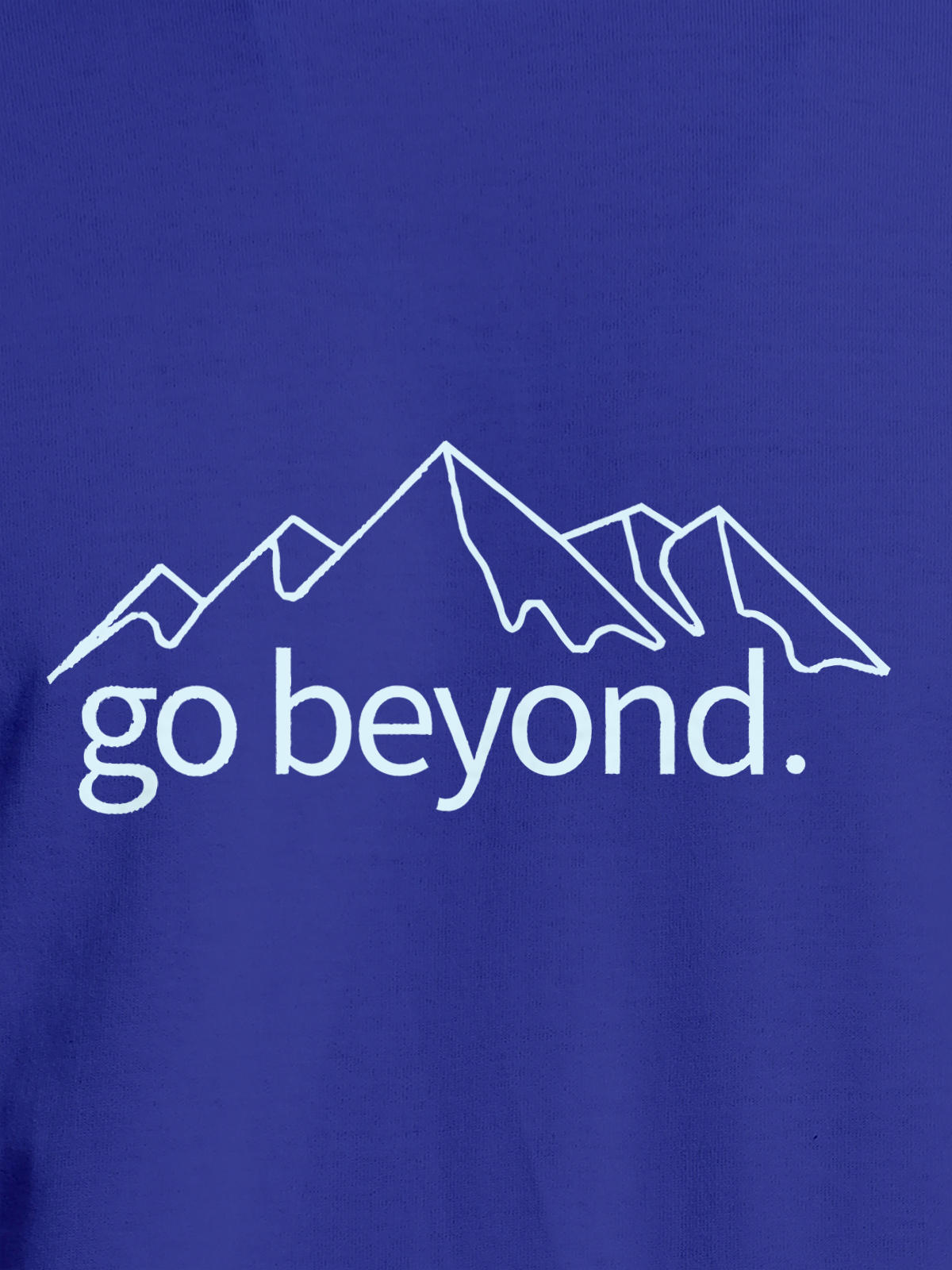 Close up of 'Go Beyond' design on Women's Blue Round Neck T-shirt, highlighting intricate details and vibrant print.