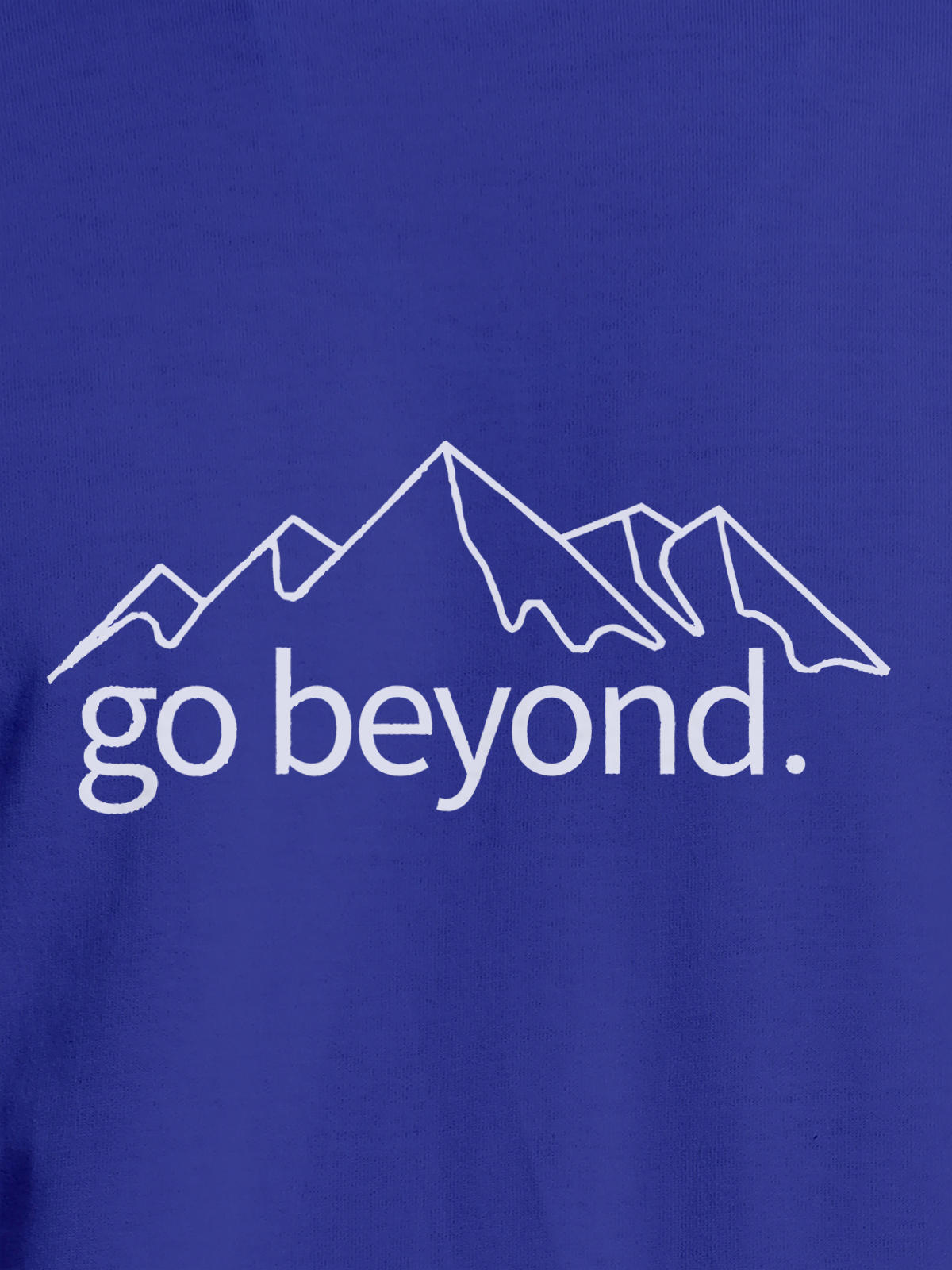 Close up of 'Go Beyond' design on Women's Blue Round Neck T-shirt, highlighting intricate details and vibrant print.