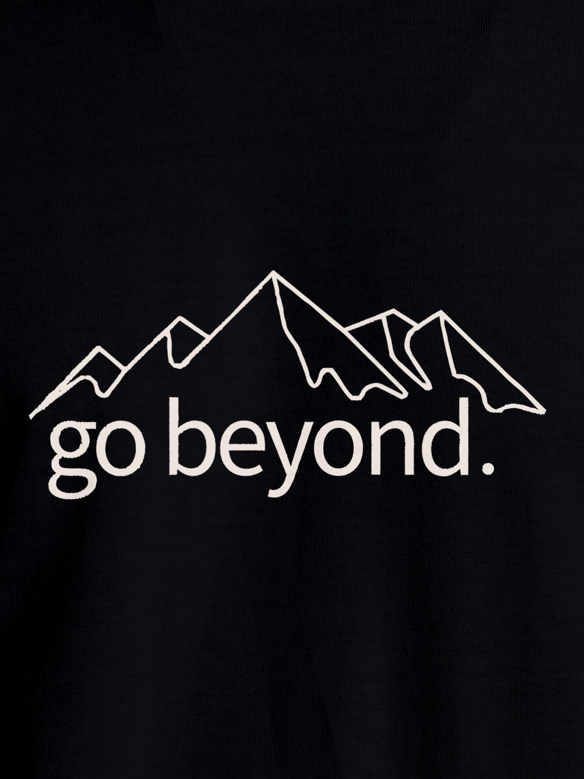 Close up of 'Go Beyond' design on Women's Black Round Neck T-shirt, highlighting intricate details and vibrant print.