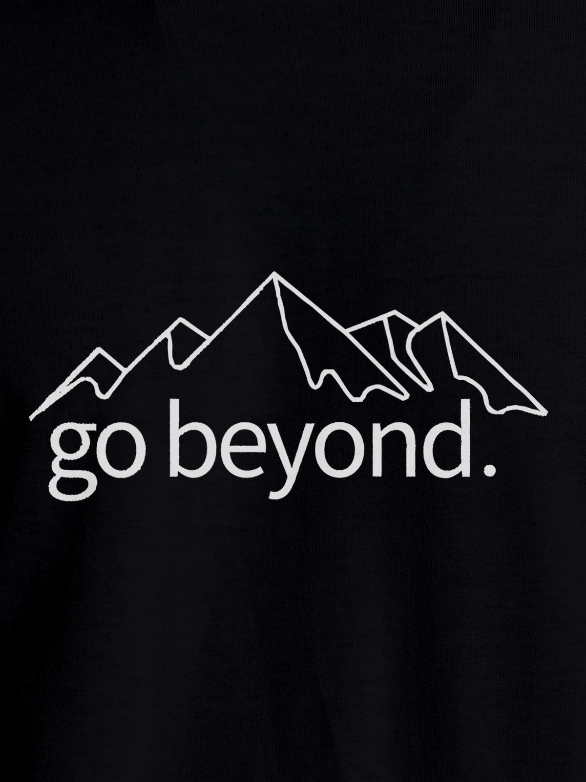 Close up of 'Go Beyond' design on Women's Black Round Neck T-shirt, highlighting intricate details and vibrant print.