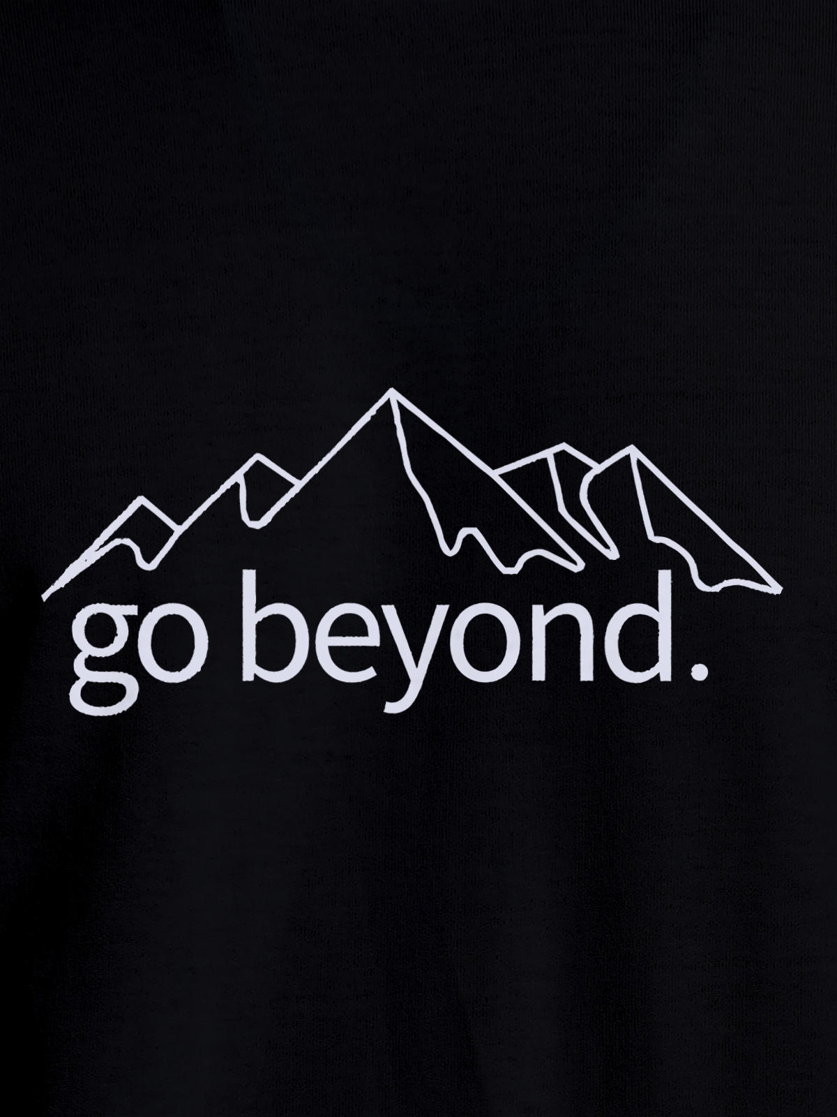 Close up of 'Go Beyond' design on Women's Black Round Neck T-shirt, highlighting intricate details and vibrant print.