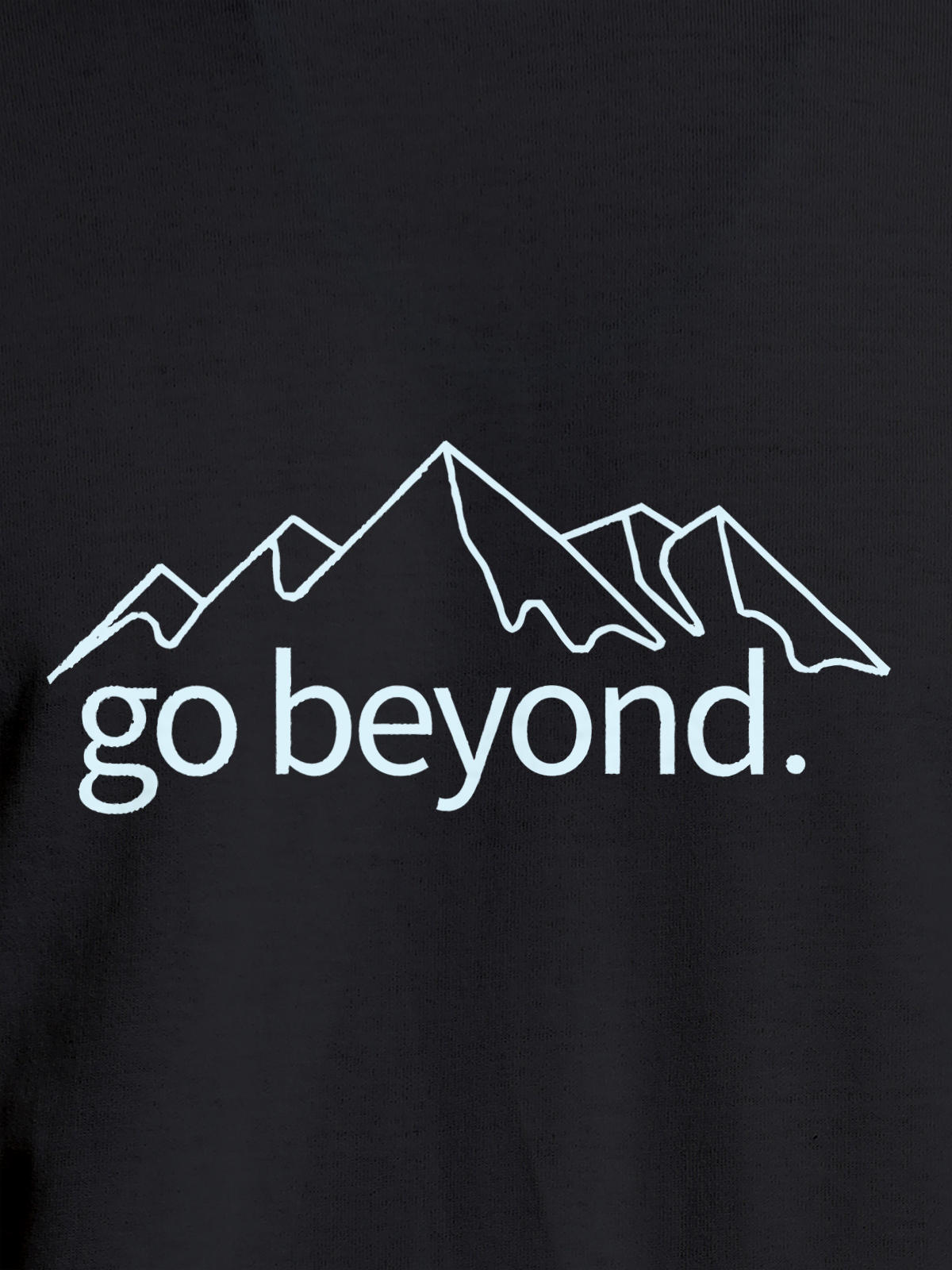 Close up of 'Go Beyond' design on Women's Dark Grey Round Neck T-shirt, highlighting intricate details and vibrant print.