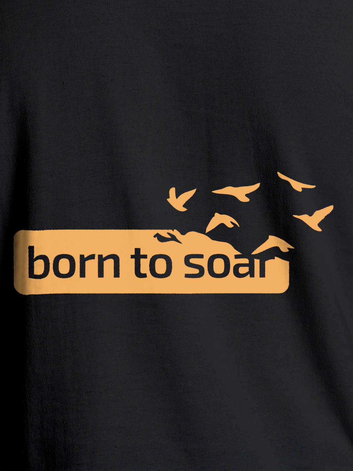 Close up of 'Born To Soar' design on Women's Dark Grey Round Neck T-shirt, highlighting intricate details and vibrant print.