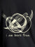 Close up of 'Born Free' design on Men's Dark Grey Round Neck T-shirt, highlighting intricate details and vibrant print.