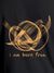 Close up of 'Born Free' design on Men's Dark Grey Round Neck T-shirt, highlighting intricate details and vibrant print.