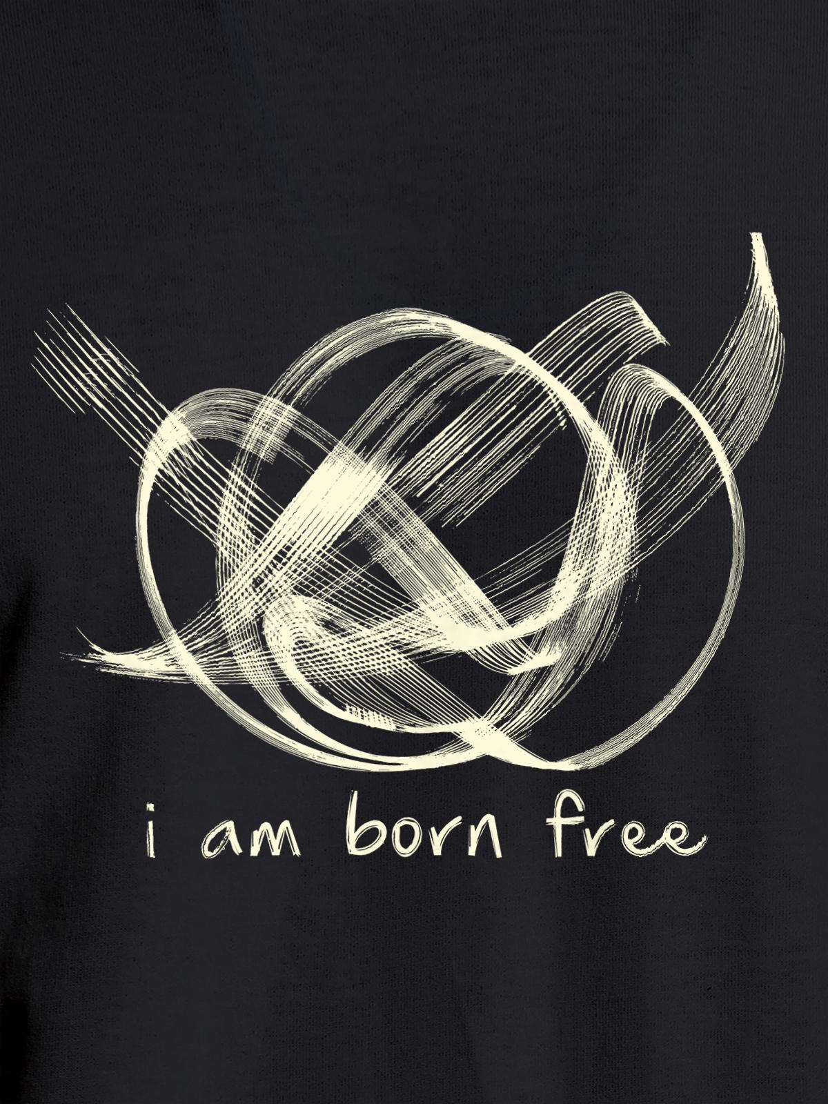 Close up of 'Born Free' design on Women's Dark Grey Round Neck T-shirt, highlighting intricate details and vibrant print.