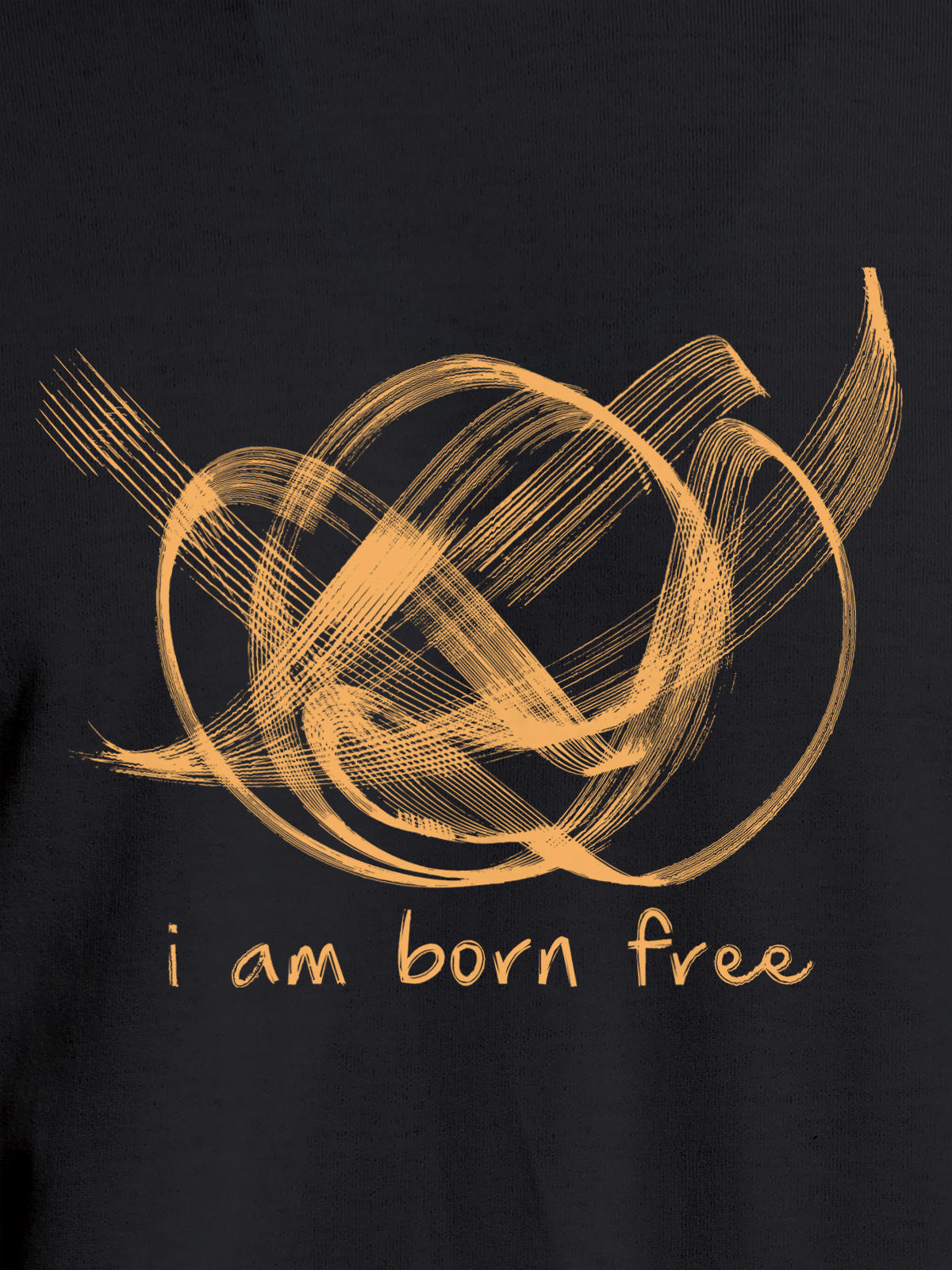 Close up of 'Born Free' design on Women's Dark Grey Round Neck T-shirt, highlighting intricate details and vibrant print.