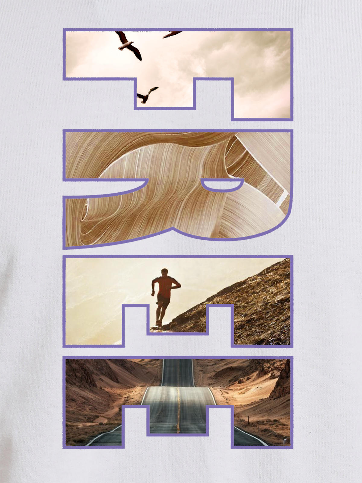 Close up of 'Free & Boundless' design on Women's White Round Neck T-shirt, highlighting intricate details and vibrant print.