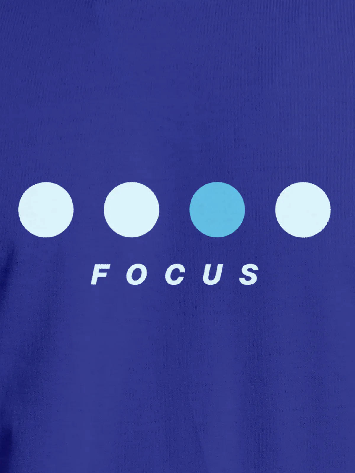 Close up of 'Focus On Goal' design on Men's Blue Round Neck T-shirt, highlighting intricate details and vibrant print.