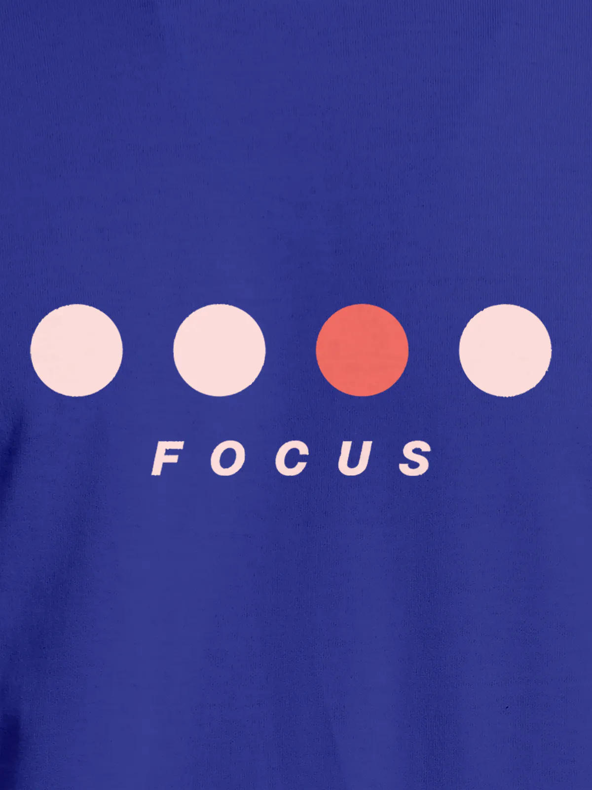 Close up of 'Focus On Goal' design on Men's Blue Round Neck T-shirt, highlighting intricate details and vibrant print.