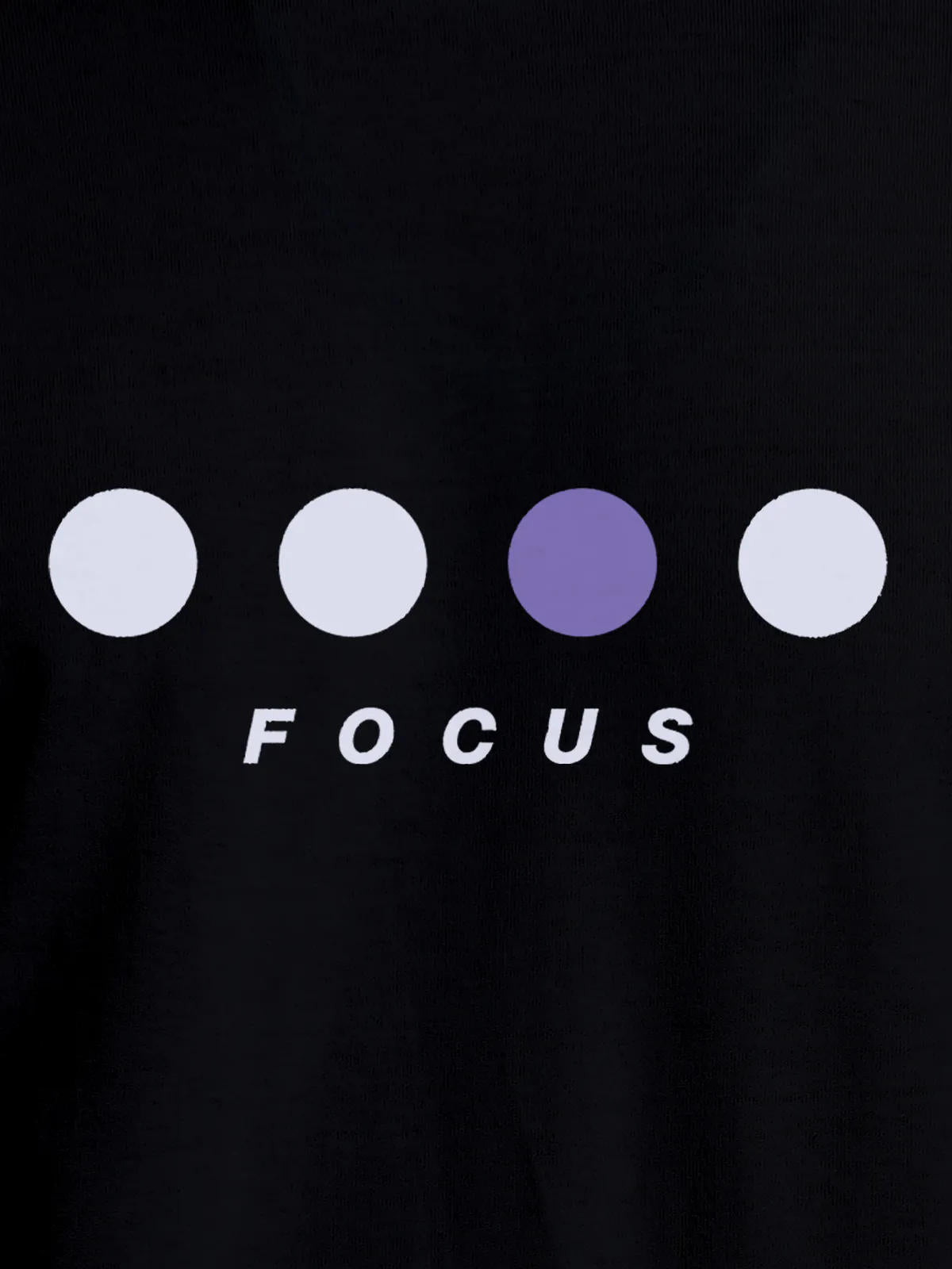 Close up of 'Focus On Goal' design on Men's Black Round Neck T-shirt, highlighting intricate details and vibrant print.