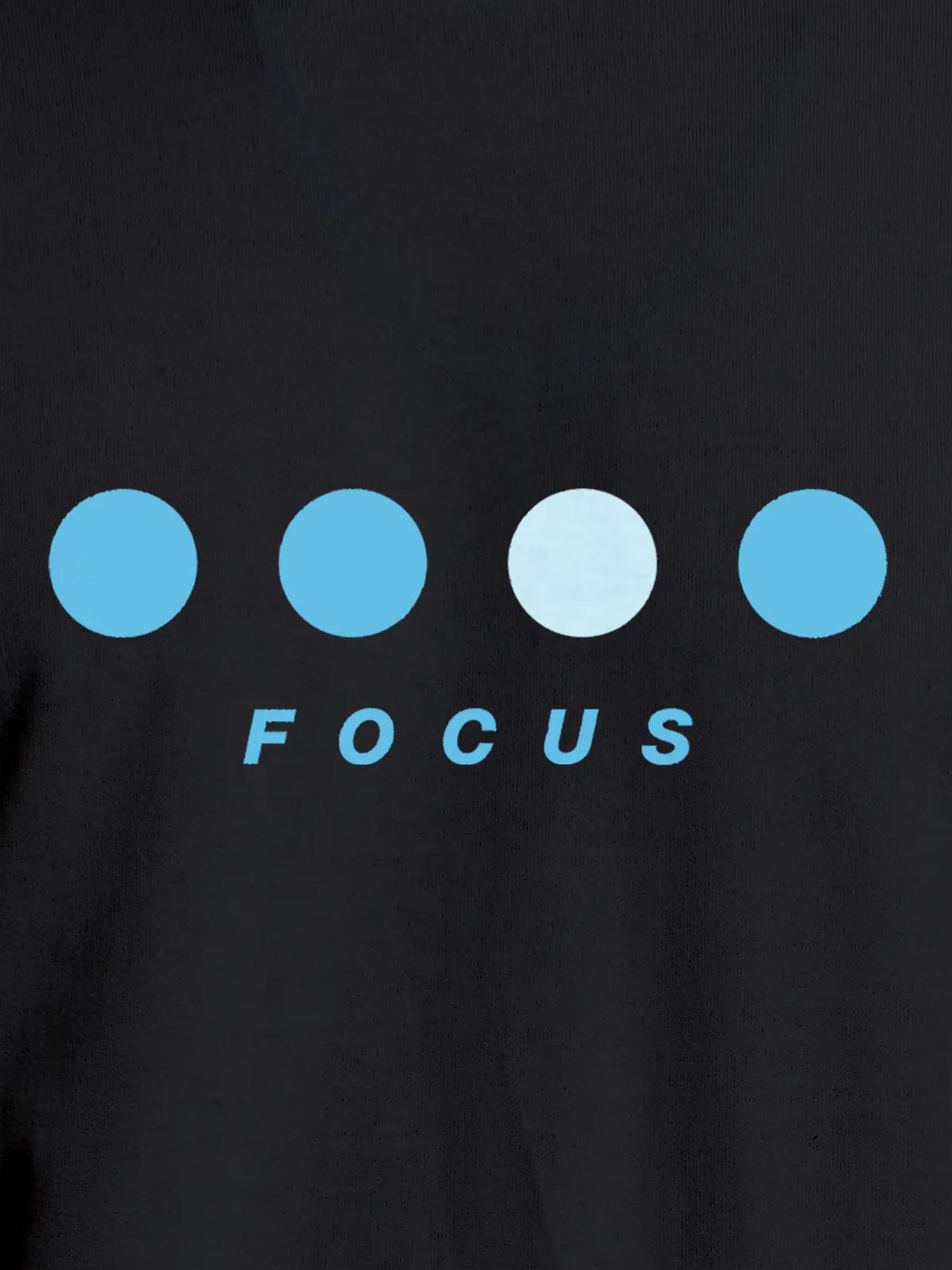 Close up of 'Focus On Goal' design on Men's Dark Grey Round Neck T-shirt, highlighting intricate details and vibrant print.