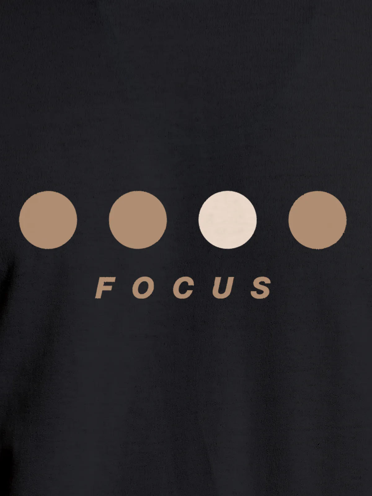 Close up of 'Focus On Goal' design on Men's Dark Grey Round Neck T-shirt, highlighting intricate details and vibrant print.