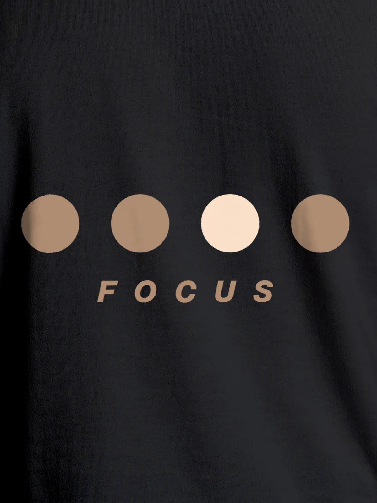 Close up of 'Focus On Goal' design on Women's Dark Grey Round Neck T-shirt, highlighting intricate details and vibrant print.