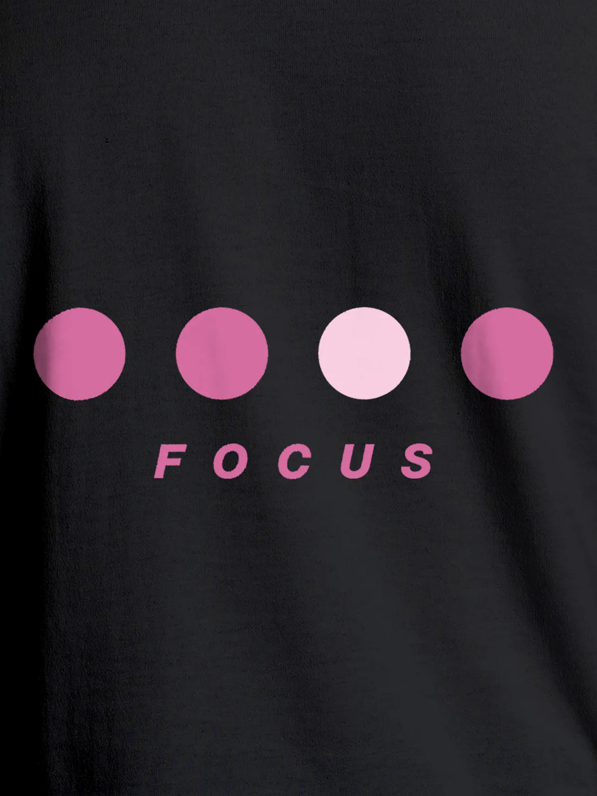 Close up of 'Focus On Goal' design on Women's Dark Grey Round Neck T-shirt, highlighting intricate details and vibrant print.