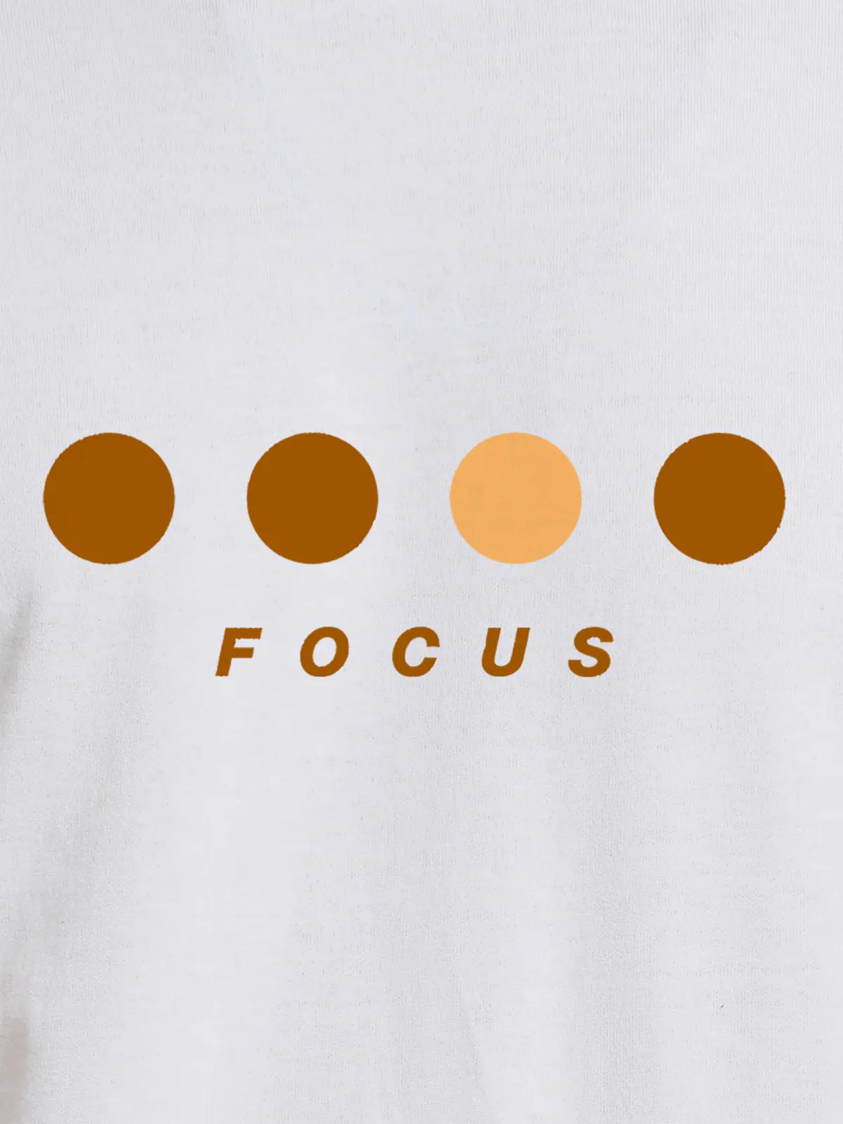 Close up of 'Focus On Goal' design on Men's White Round Neck T-shirt, highlighting intricate details and vibrant print.
