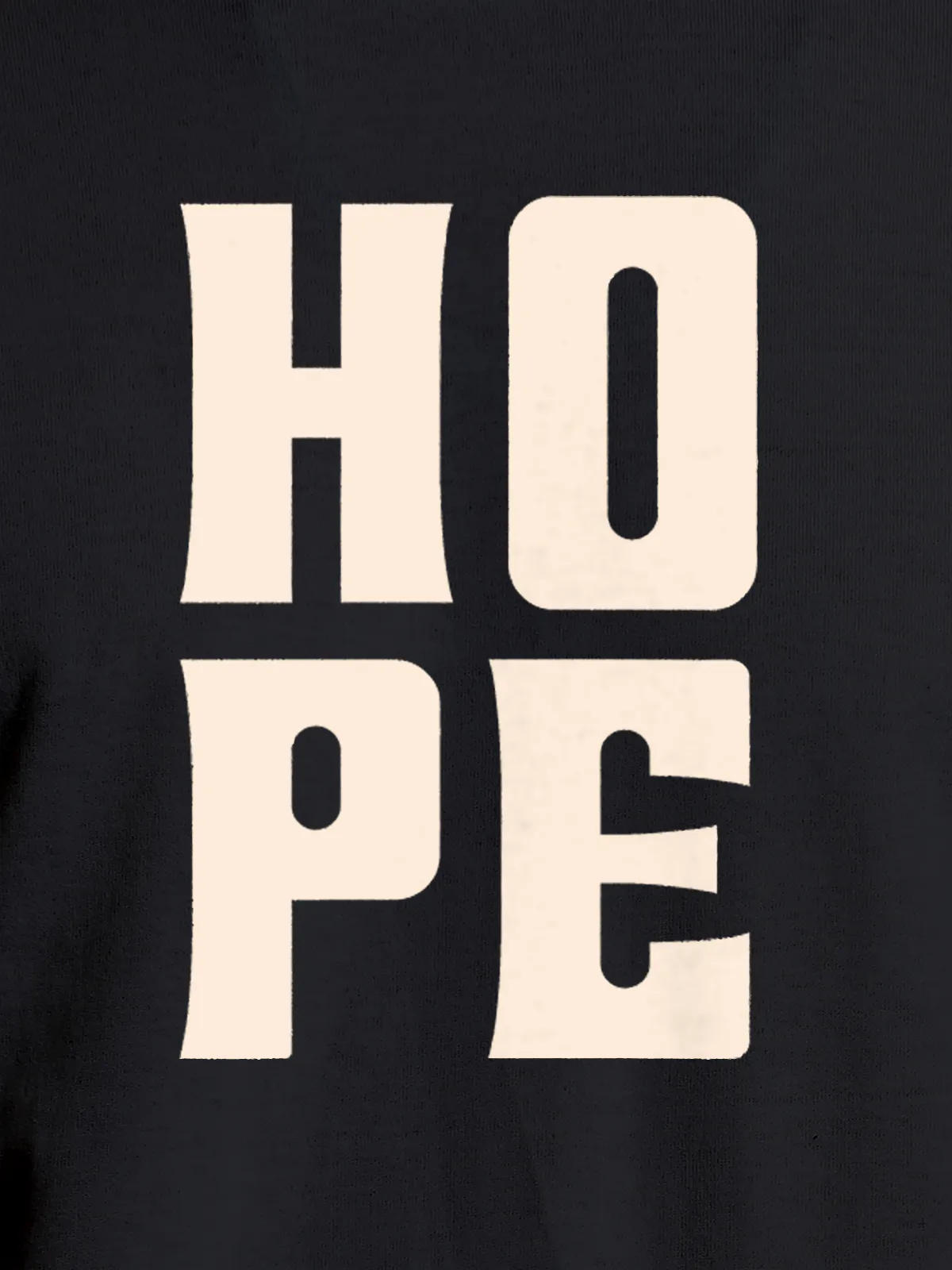 Close up of 'Hope' design on Men's Dark Grey Round Neck T-shirt, highlighting intricate details and vibrant print.