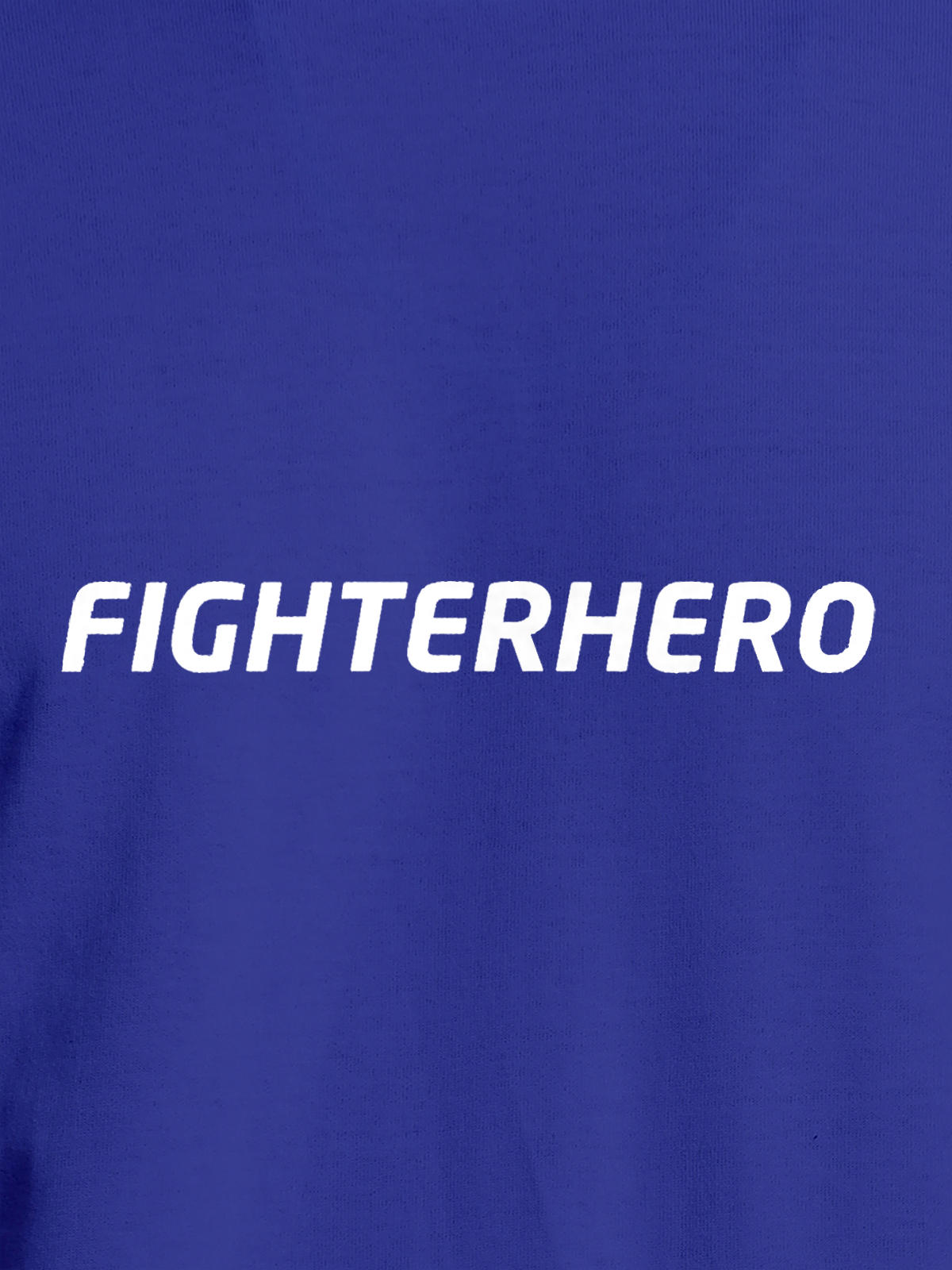 Close up of 'Fighterhero' design on Women's Blue Round Neck T-shirt, highlighting intricate details and vibrant print.