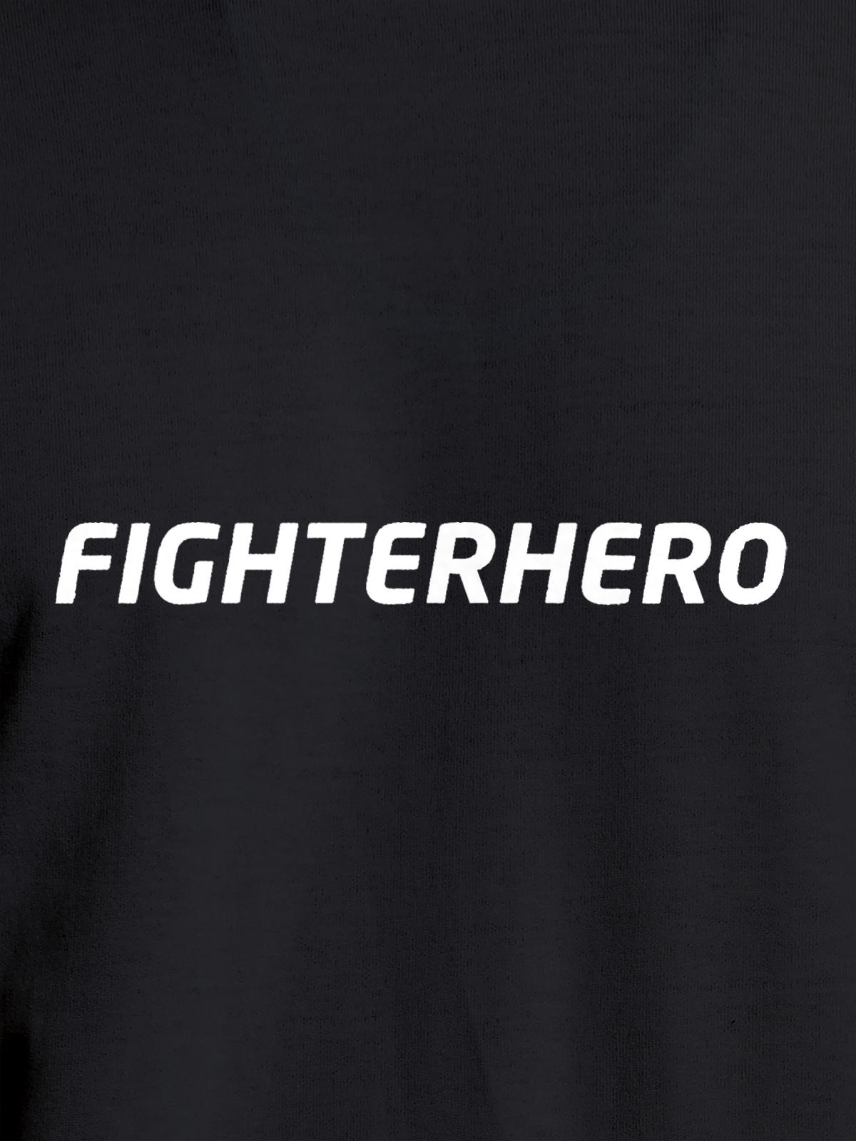 Close up of 'Fighterhero' design on Women's Dark Grey Round Neck T-shirt, highlighting intricate details and vibrant print.