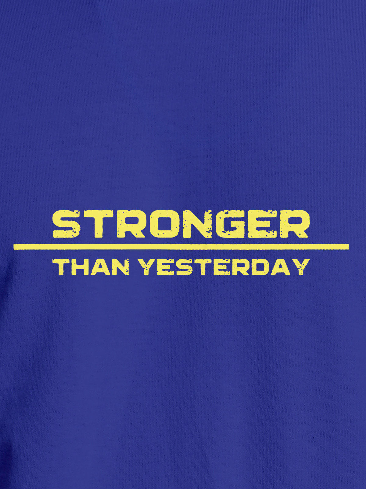 Close up of 'Stronger Than Yesterday' design on Women's Blue Round Neck T-shirt, highlighting intricate details and vibrant print.