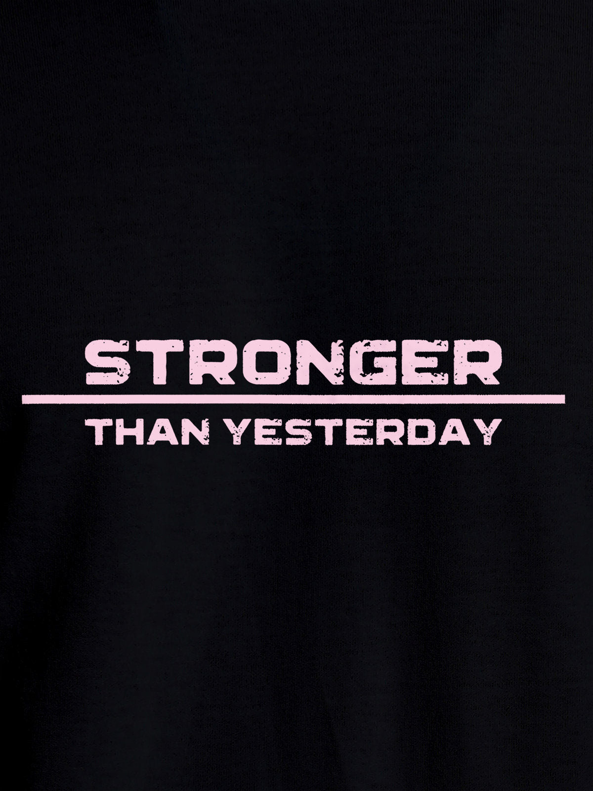 Close up of 'Stronger Than Yesterday' design on Women's Black Round Neck T-shirt, highlighting intricate details and vibrant print.