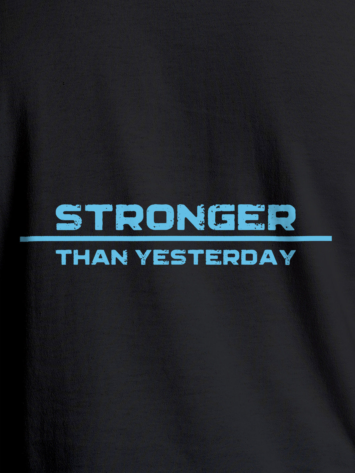 Close up of 'Stronger Than Yesterday' design on Men's Dark Grey Round Neck T-shirt, highlighting intricate details and vibrant print.