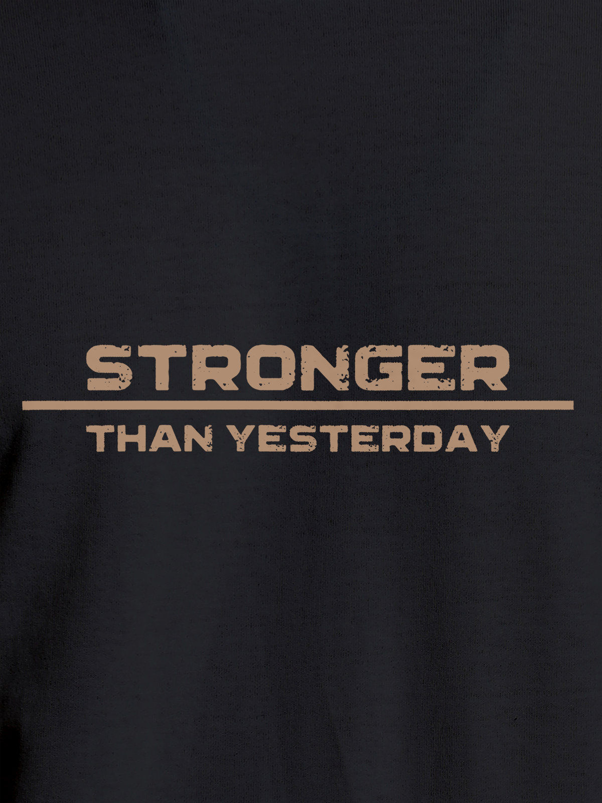 Close up of 'Stronger Than Yesterday' design on Women's Dark Grey Round Neck T-shirt, highlighting intricate details and vibrant print.